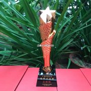 丝带五角星奖杯 行业协会评选表彰奖杯奖牌定做 树脂奖杯制作批